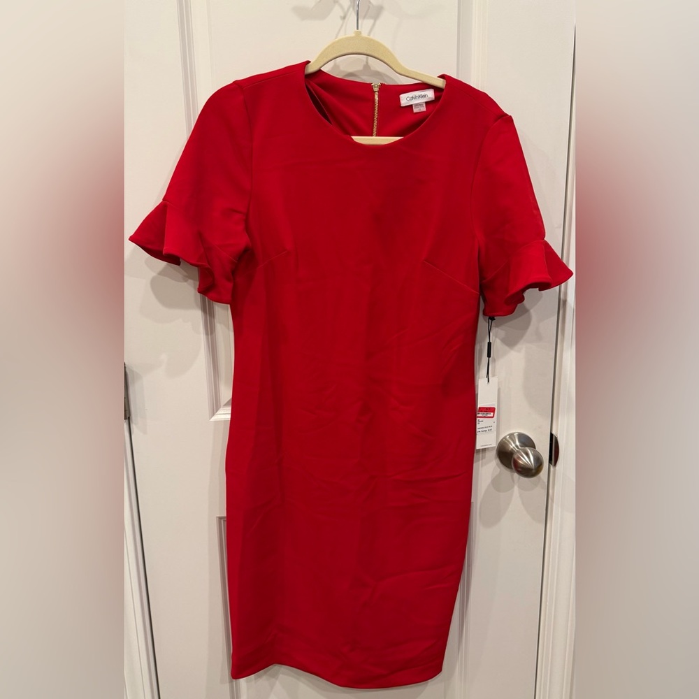 Calvin Klein Vibrant Red Asymmetrical Dress